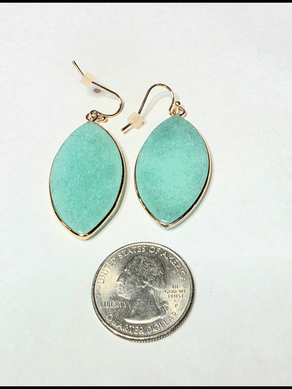 Chalcedony Teardrop Gold-Trim Dangle Earrings - Women Jewelry